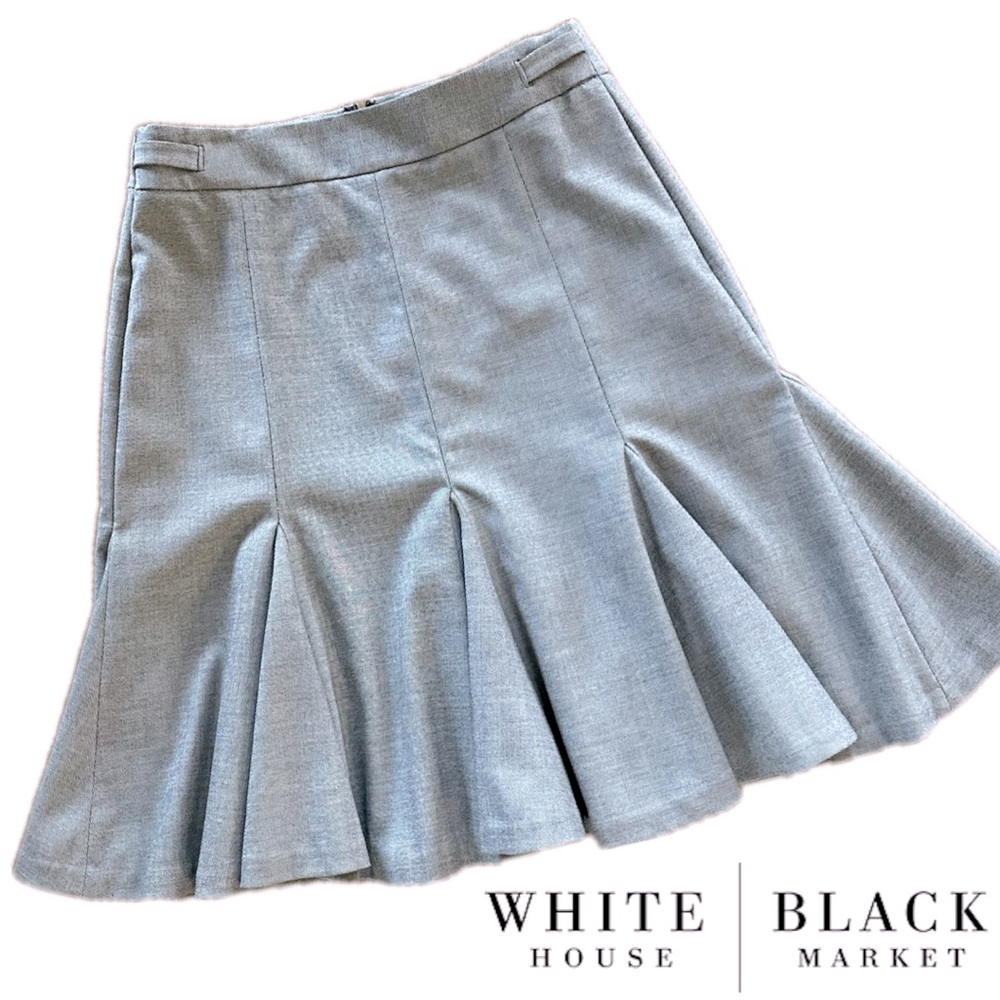 WHBM • Fit & Flare Monochrome, pinpoint Blk/Wht/Gray Skirt Sz 4